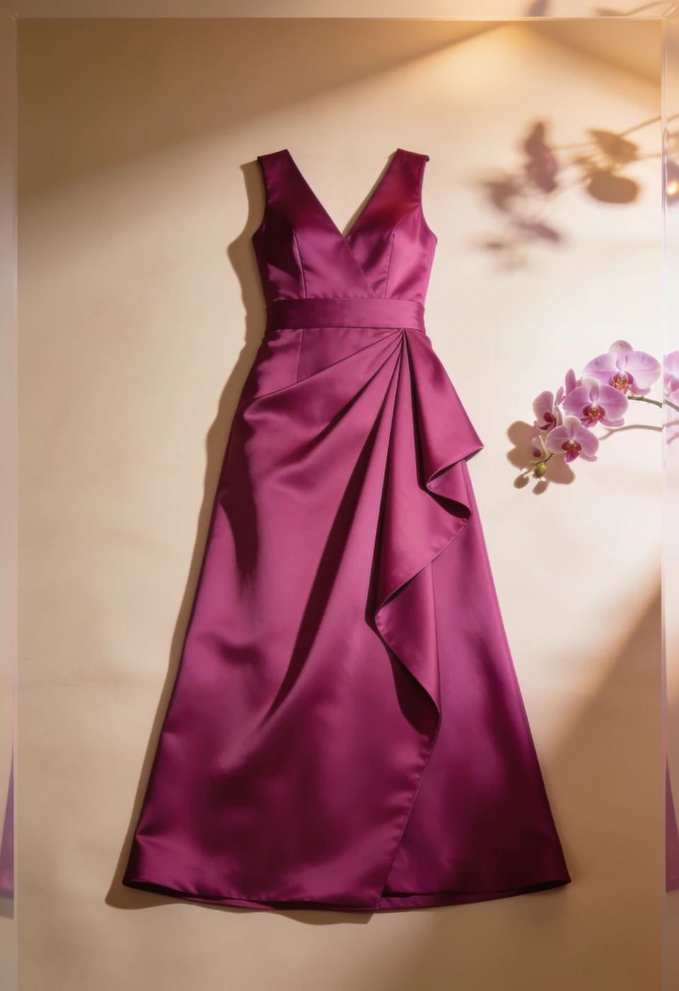 Orchid Fold Evening Dress — whole product illustration